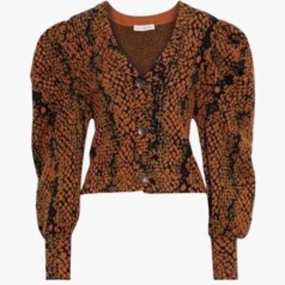 ULLA JOHNSON ELISE CROPPED WOOL-JACQUARD CARDIGAN - Picture 1 of 9
